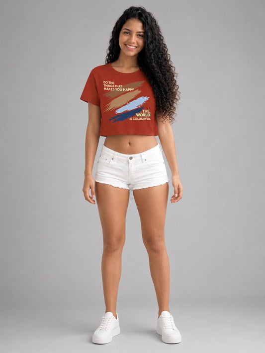 K-Pop Pulse Printed Round Neck Crop Pre-customized Tshirt for Women