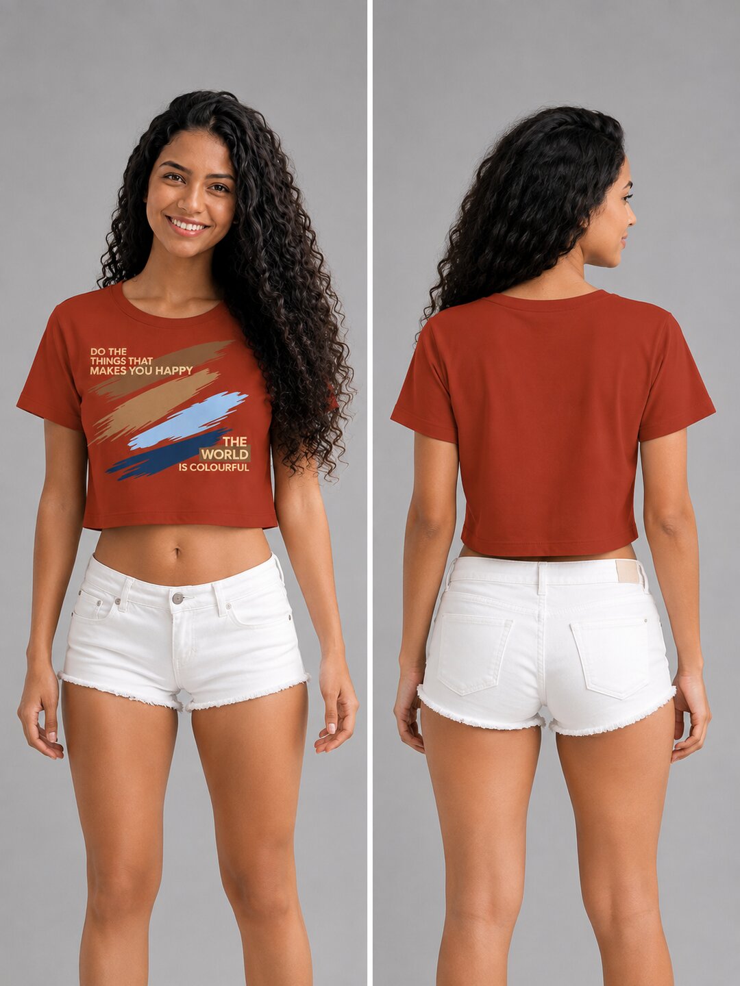 K-Pop Pulse Printed Round Neck Crop Pre-customized Tshirt for Women