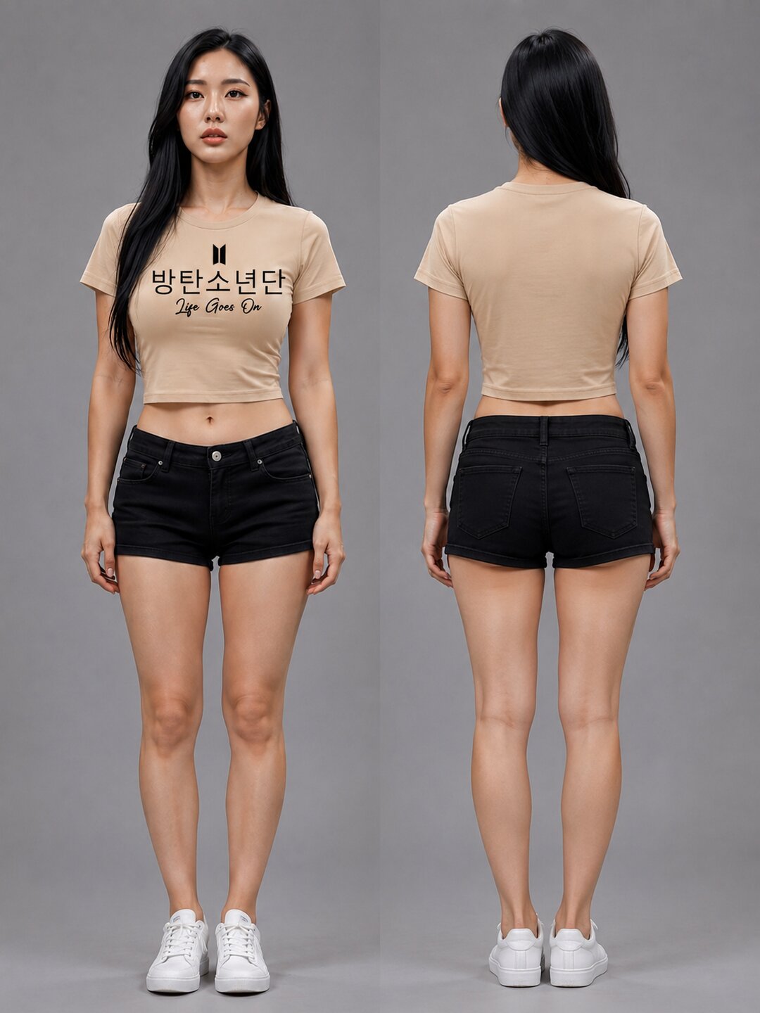 Life Goes On Printed Round Neck Crop Pre-customized Tshirt for Women