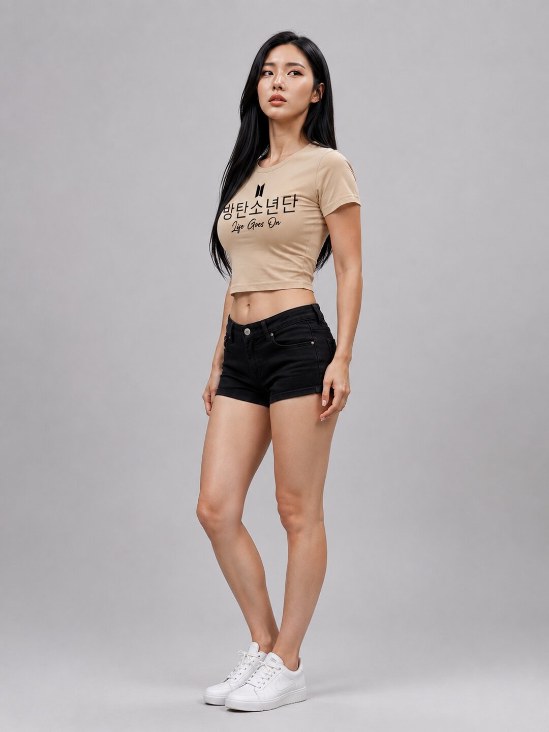 Life Goes On Printed Round Neck Crop Pre-customized Tshirt for Women