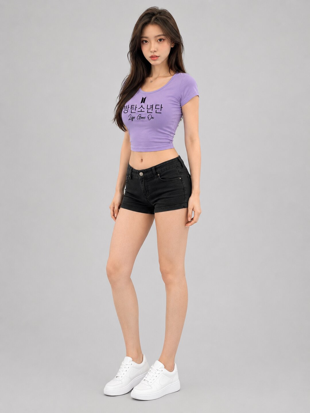 Life Goes On Printed Round Neck Crop Pre-customized Tshirt for Women