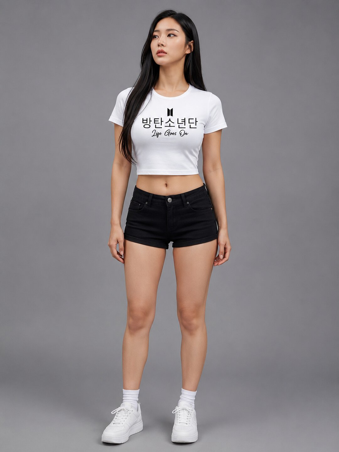 Life Goes On Printed Round Neck Crop Pre-customized Tshirt for Women