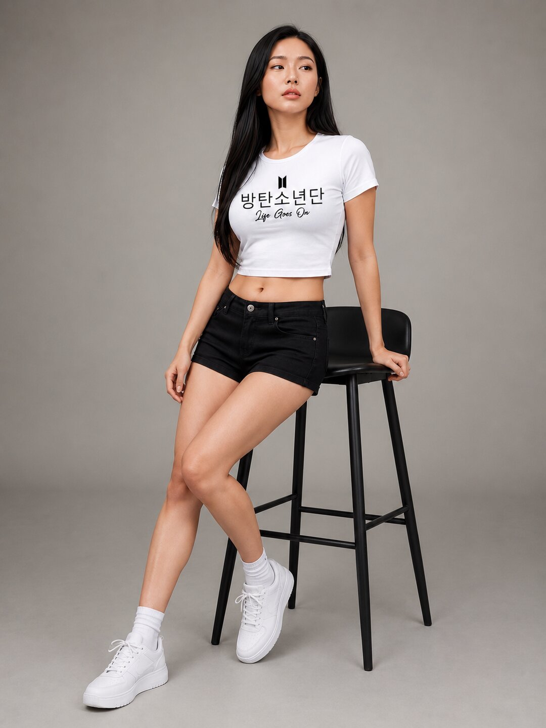 Life Goes On Printed Round Neck Crop Pre-customized Tshirt for Women