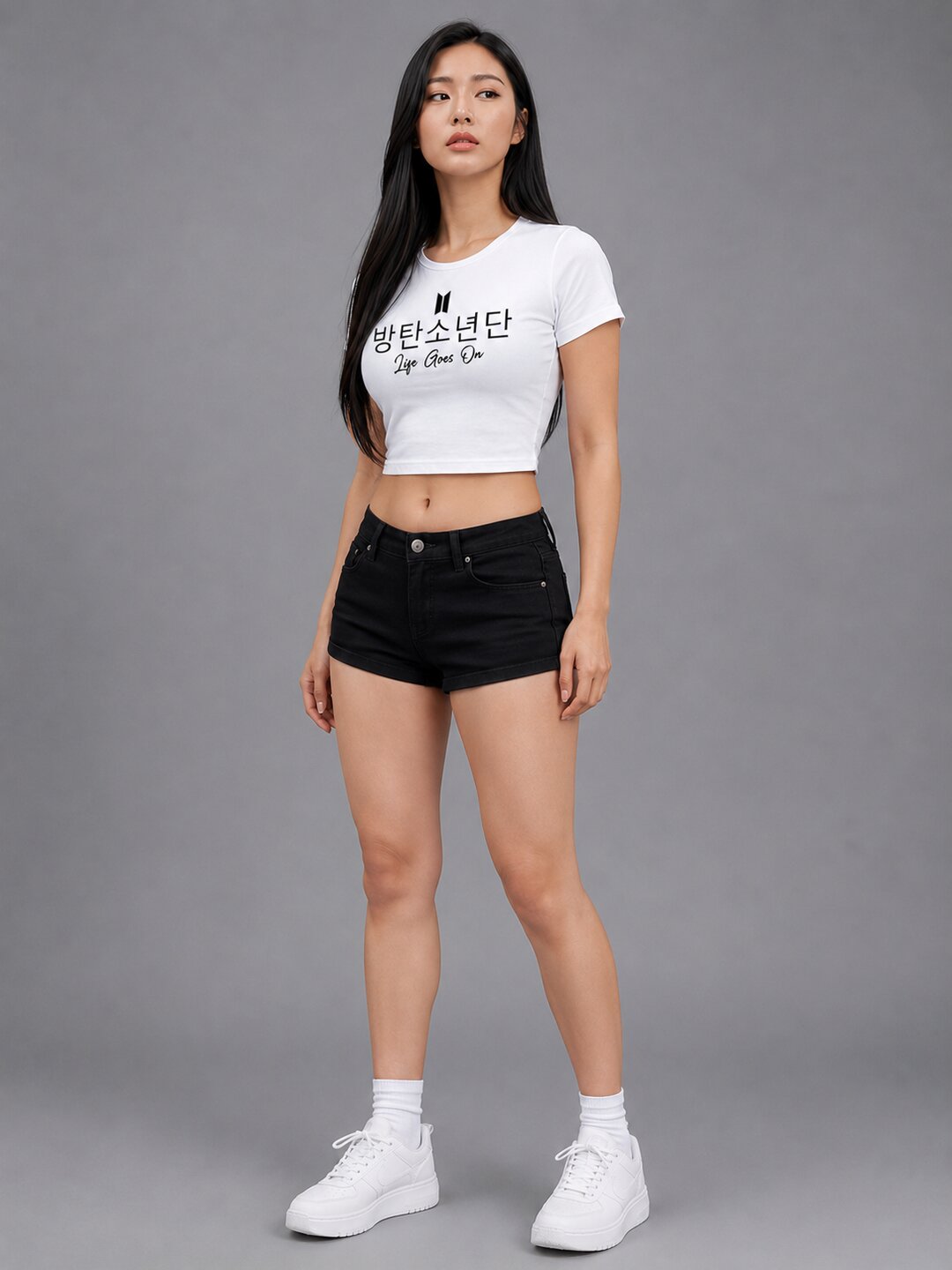 Life Goes On Printed Round Neck Crop Pre-customized Tshirt for Women
