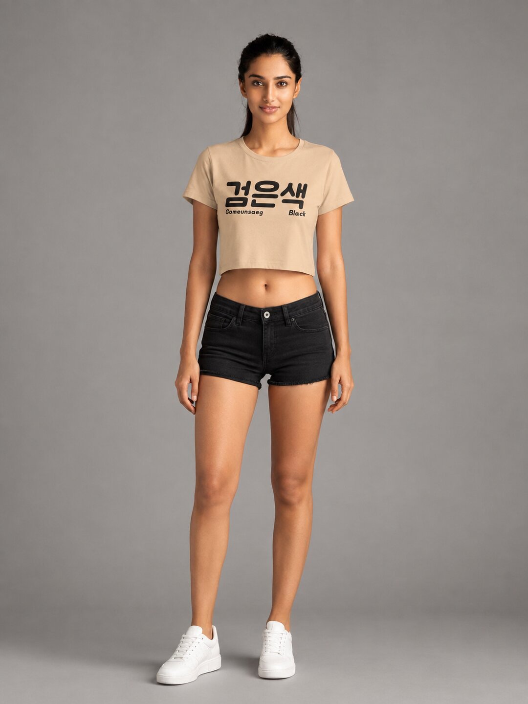 Gomeunsag Printed Round Neck Crop Pre-customized Tshirt for Women