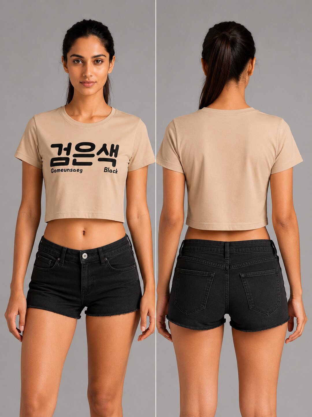 Gomeunsag Printed Round Neck Crop Pre-customized Tshirt for Women