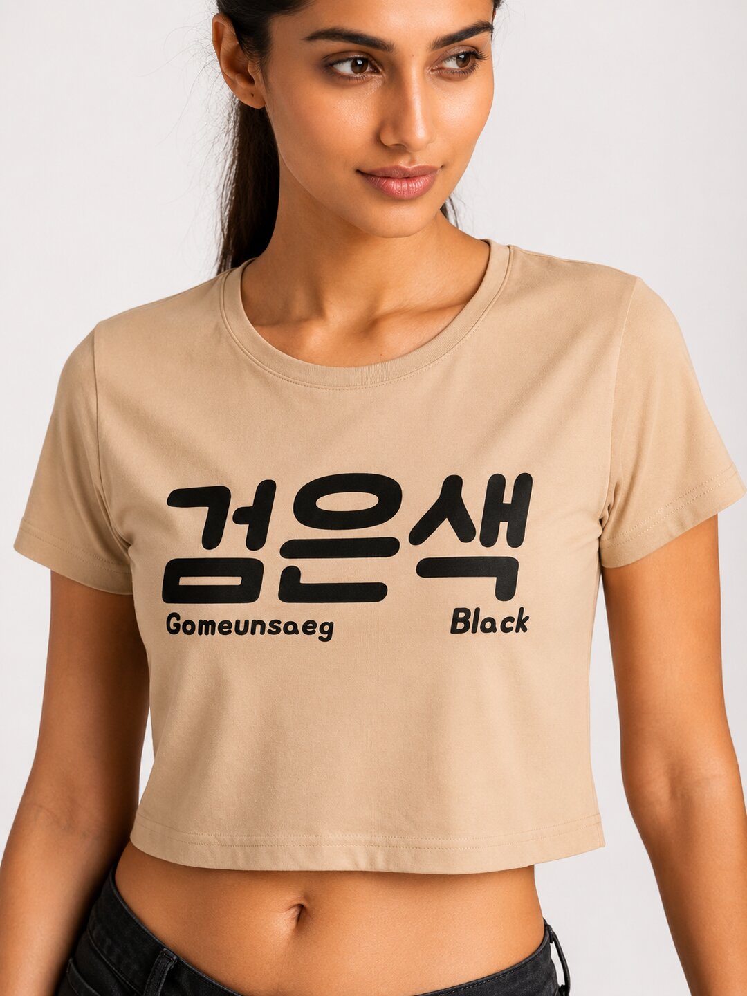 Gomeunsag Printed Round Neck Crop Pre-customized Tshirt for Women