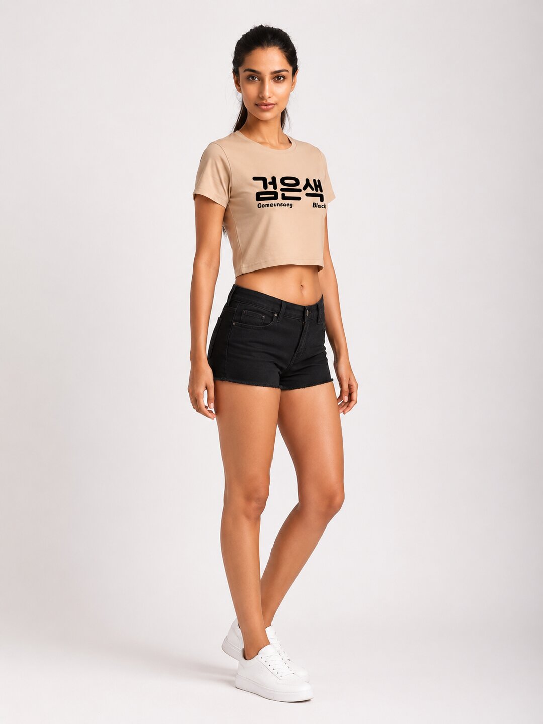 Gomeunsag Printed Round Neck Crop Pre-customized Tshirt for Women