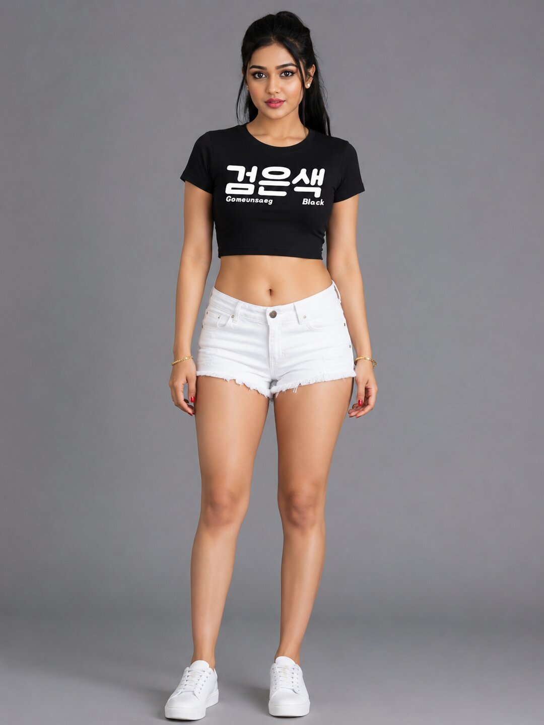 Gomeunsag Printed Round Neck Crop Pre-customized Tshirt for Women