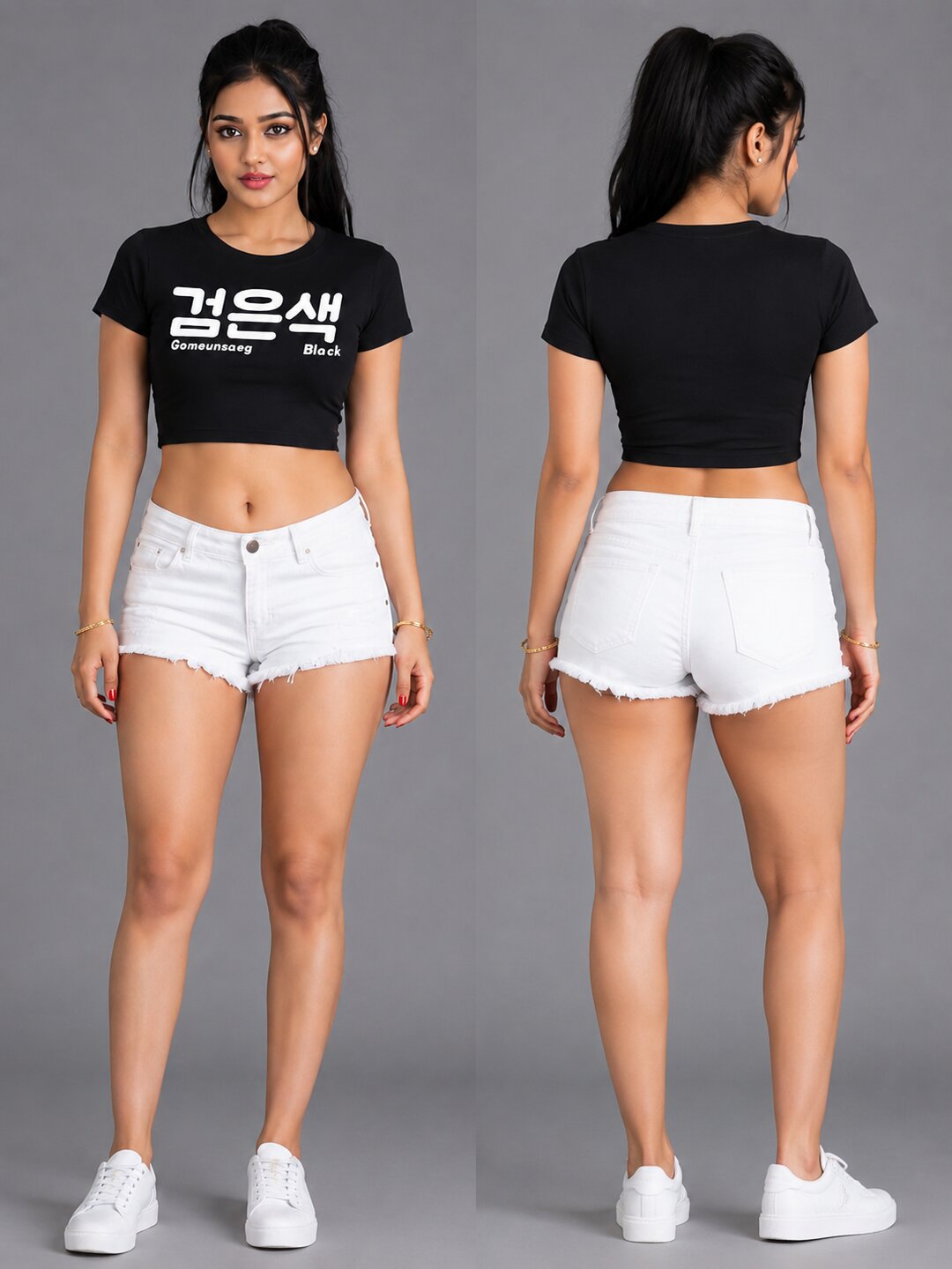 Gomeunsag Printed Round Neck Crop Pre-customized Tshirt for Women