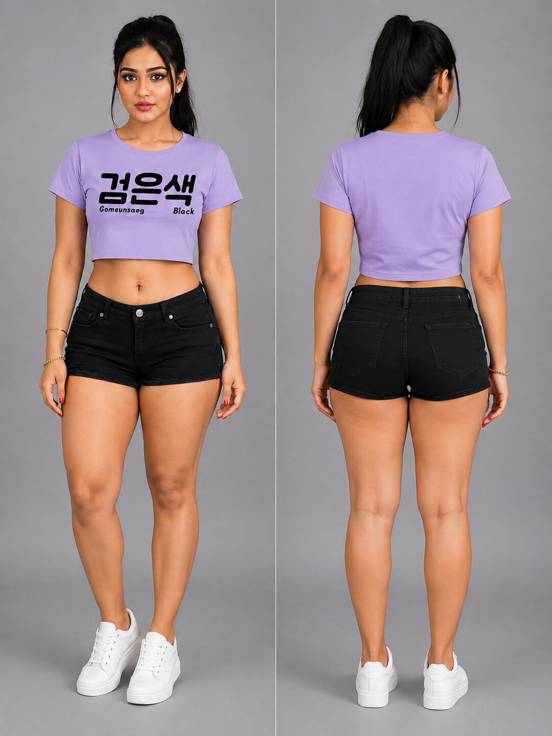 Gomeunsag Printed Round Neck Crop Pre-customized Tshirt for Women