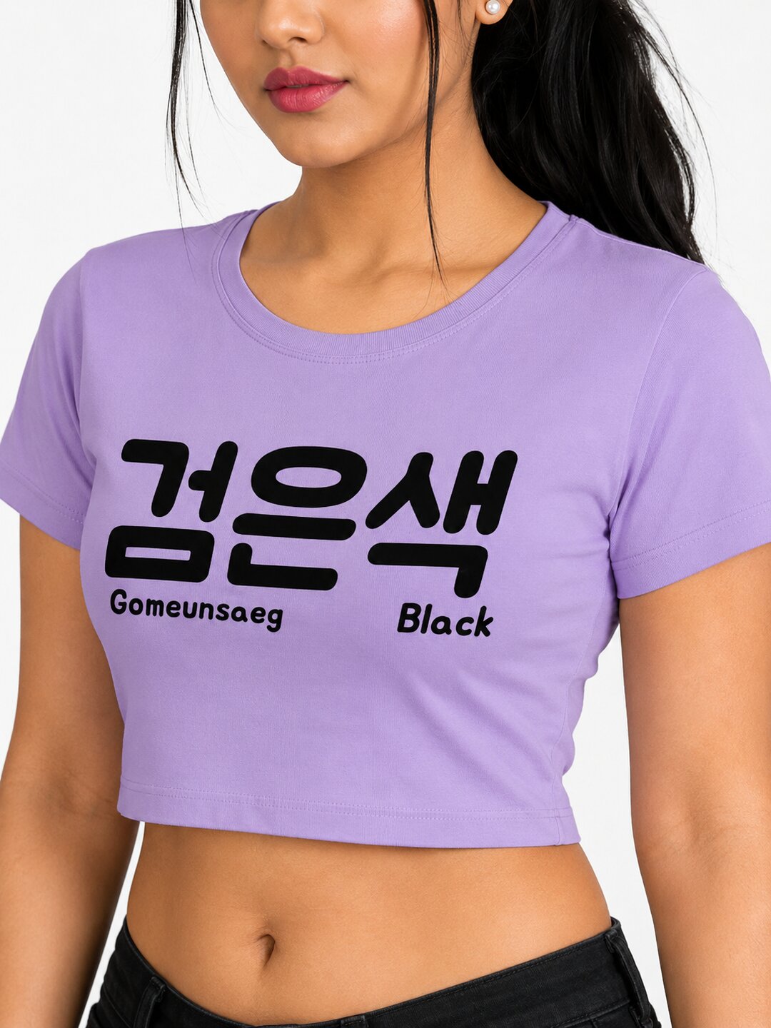 Gomeunsag Printed Round Neck Crop Pre-customized Tshirt for Women