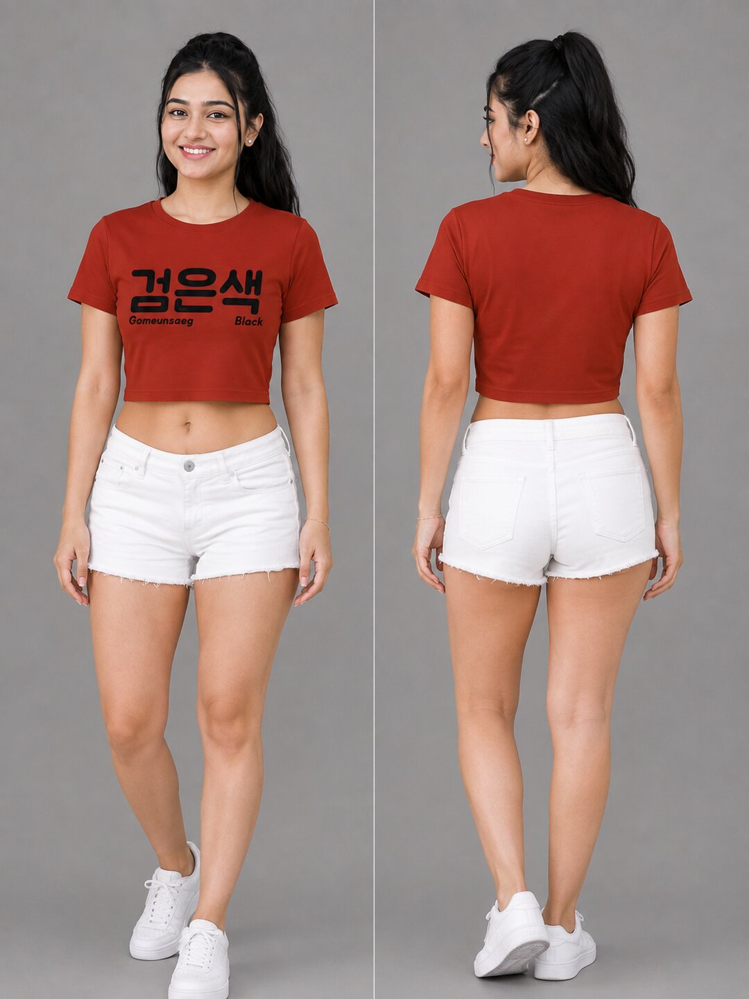 Gomeunsag Printed Round Neck Crop Pre-customized Tshirt for Women