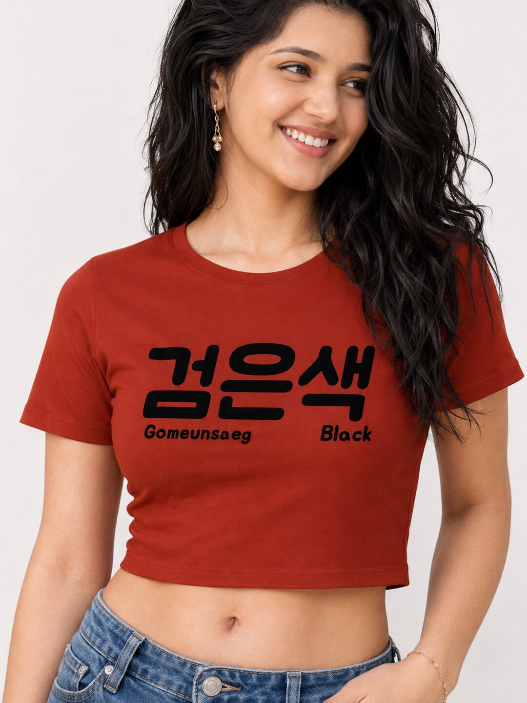 Gomeunsag Printed Round Neck Crop Pre-customized Tshirt for Women