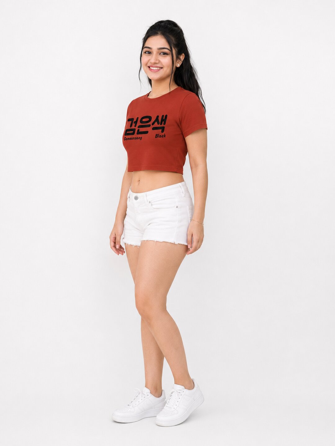 Gomeunsag Printed Round Neck Crop Pre-customized Tshirt for Women