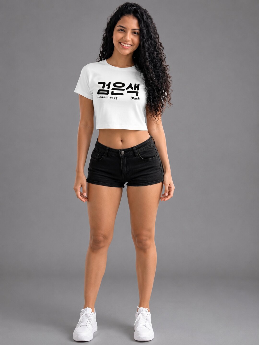 Gomeunsag Printed Round Neck Crop Pre-customized Tshirt for Women