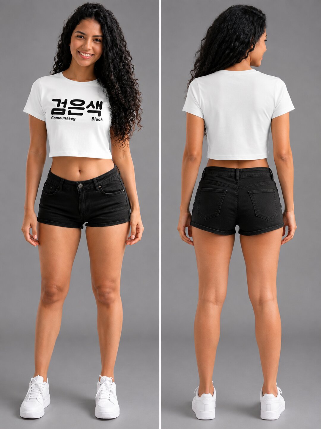 Gomeunsag Printed Round Neck Crop Pre-customized Tshirt for Women