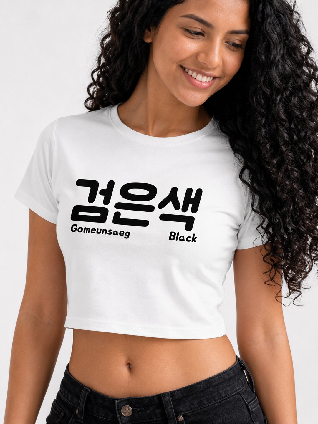 Gomeunsag Printed Round Neck Crop Pre-customized Tshirt for Women
