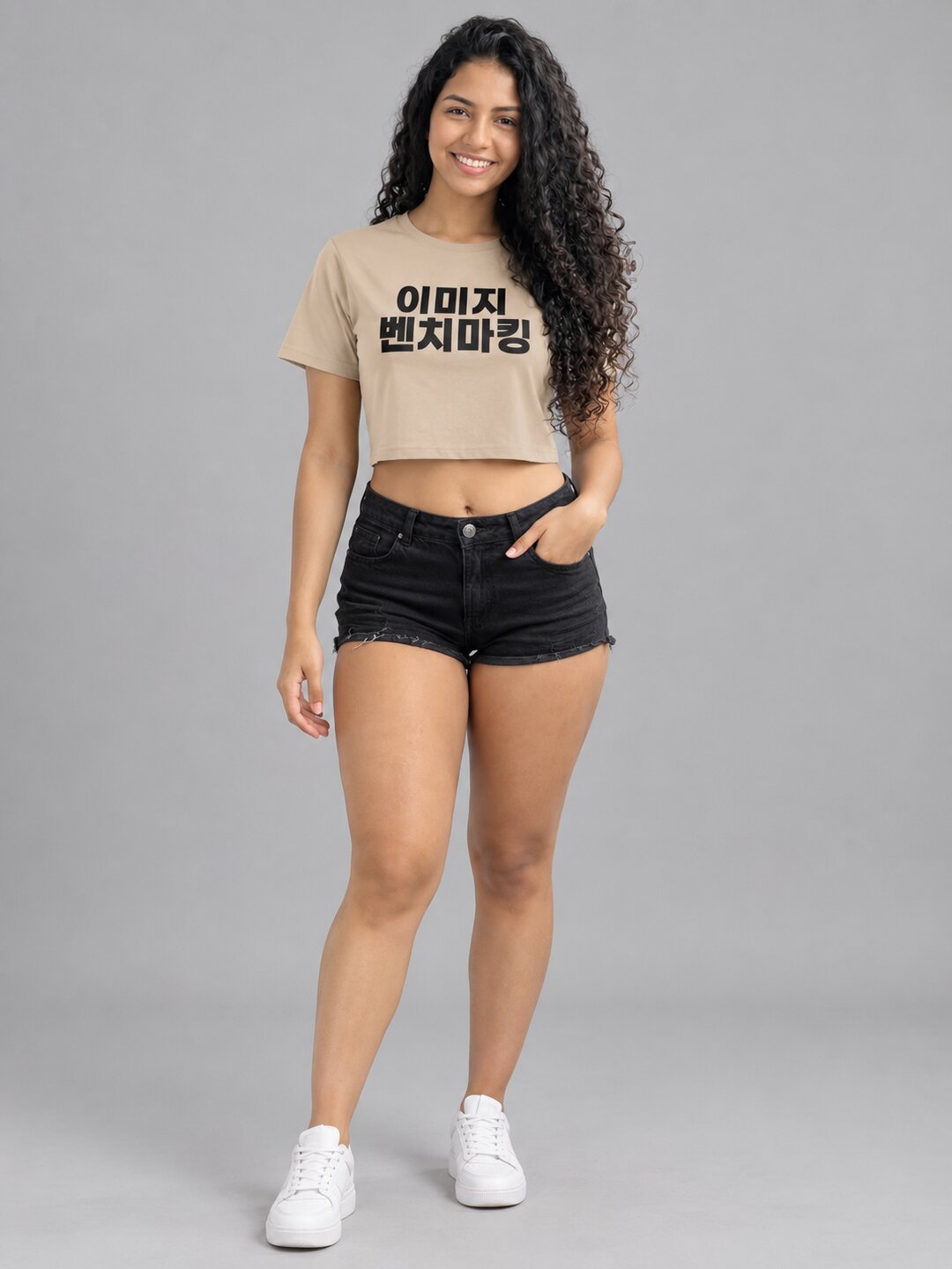 Benchmark Printed Round Neck Crop Pre-customized Tshirt for Women
