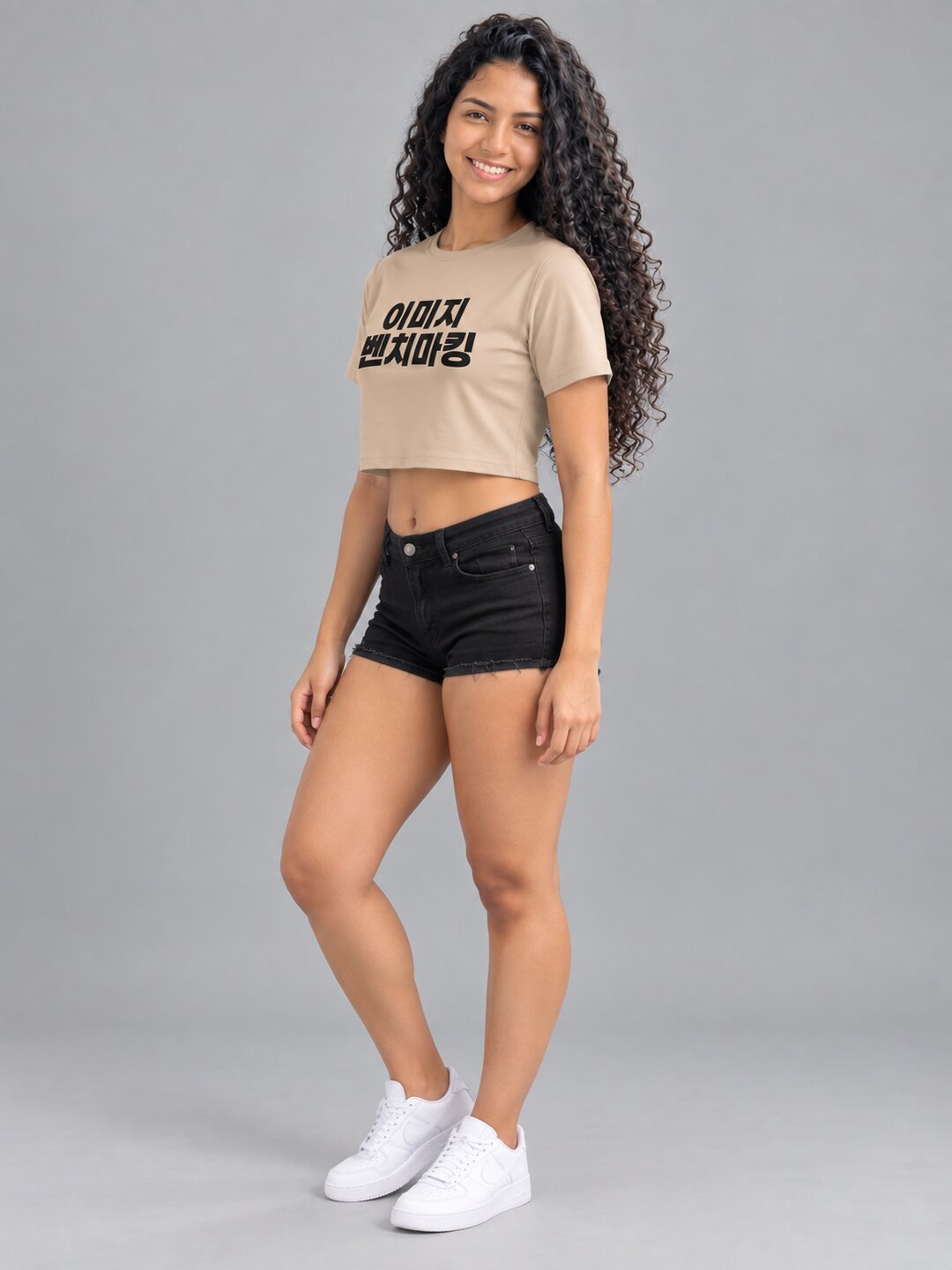 Benchmark Printed Round Neck Crop Pre-customized Tshirt for Women