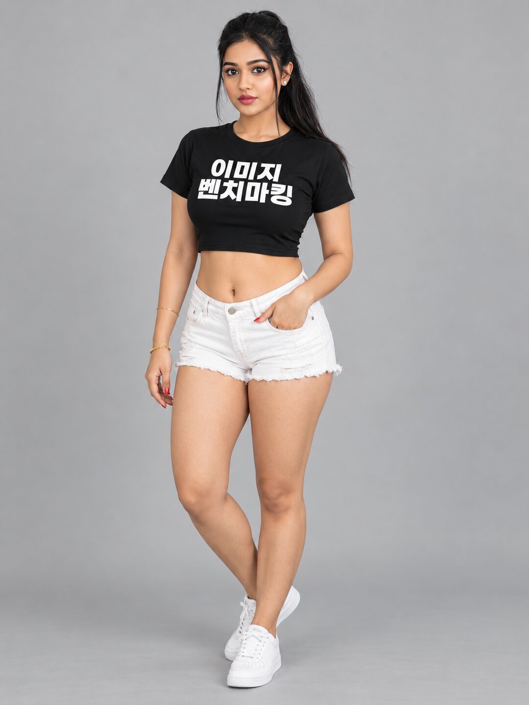 Benchmark Printed Round Neck Crop Pre-customized Tshirt for Women