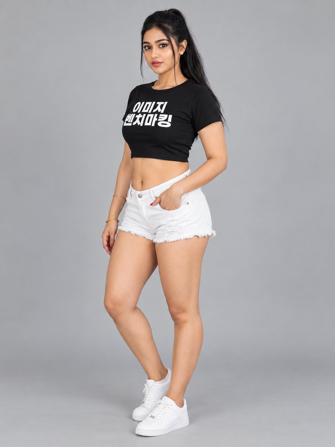 Benchmark Printed Round Neck Crop Pre-customized Tshirt for Women
