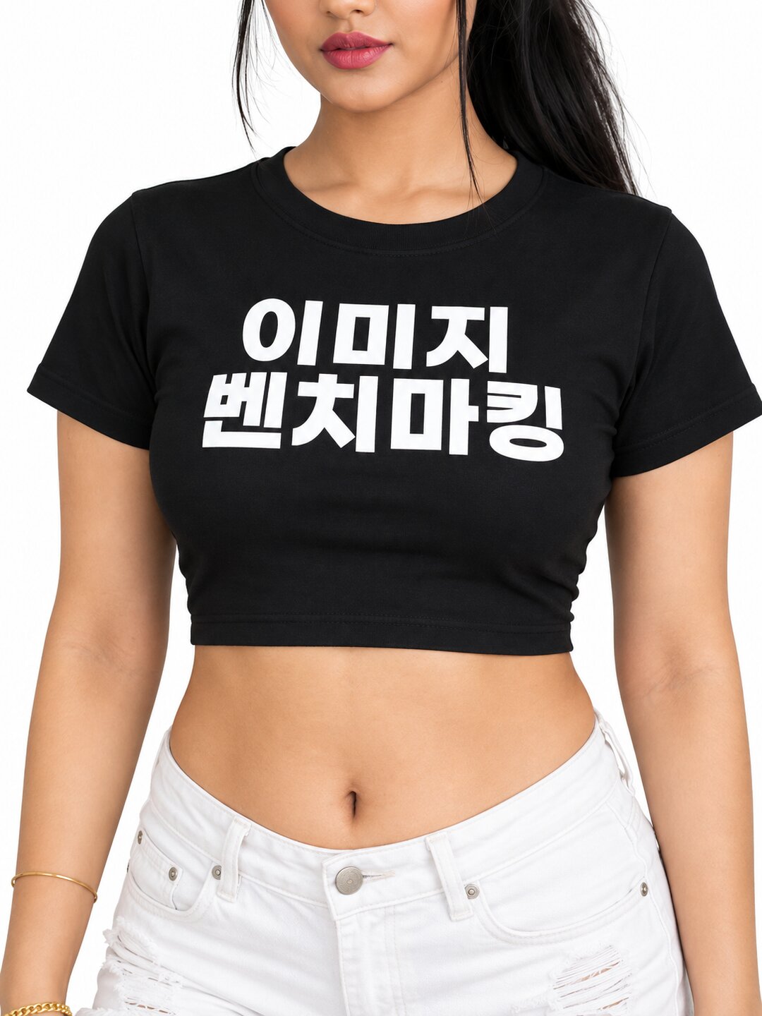 Benchmark Printed Round Neck Crop Pre-customized Tshirt for Women