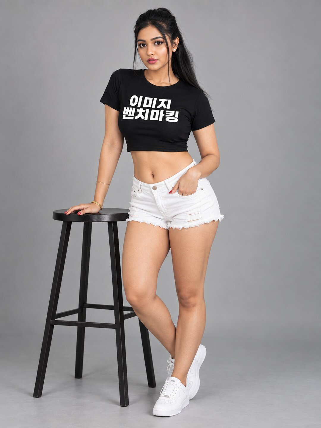 Benchmark Printed Round Neck Crop Pre-customized Tshirt for Women