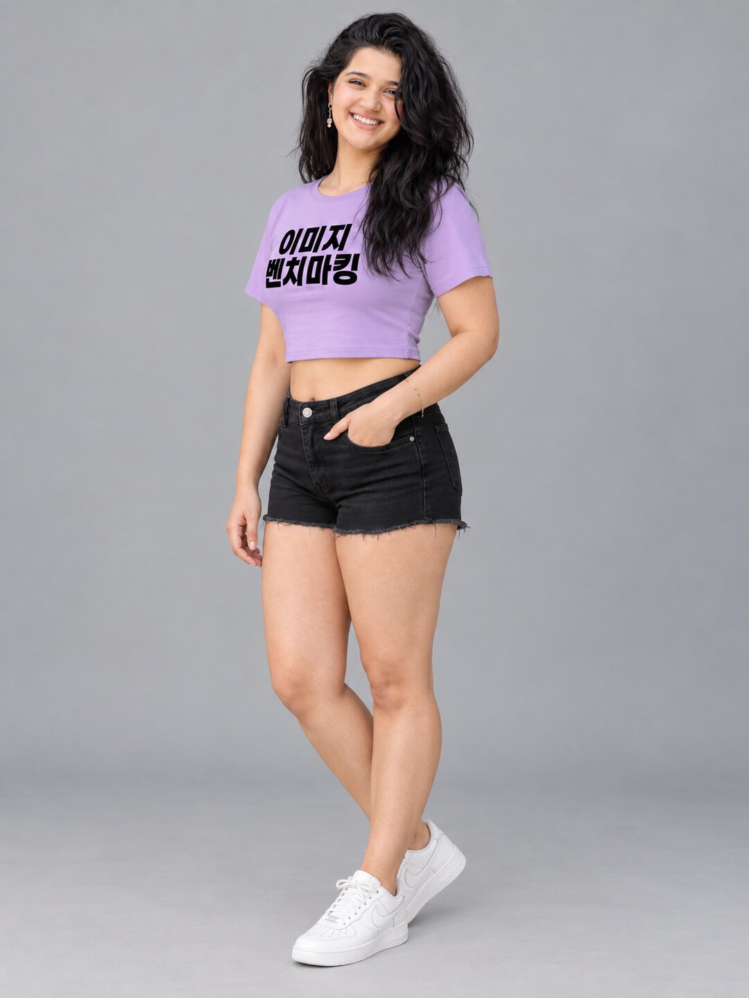 Benchmark Printed Round Neck Crop Pre-customized Tshirt for Women