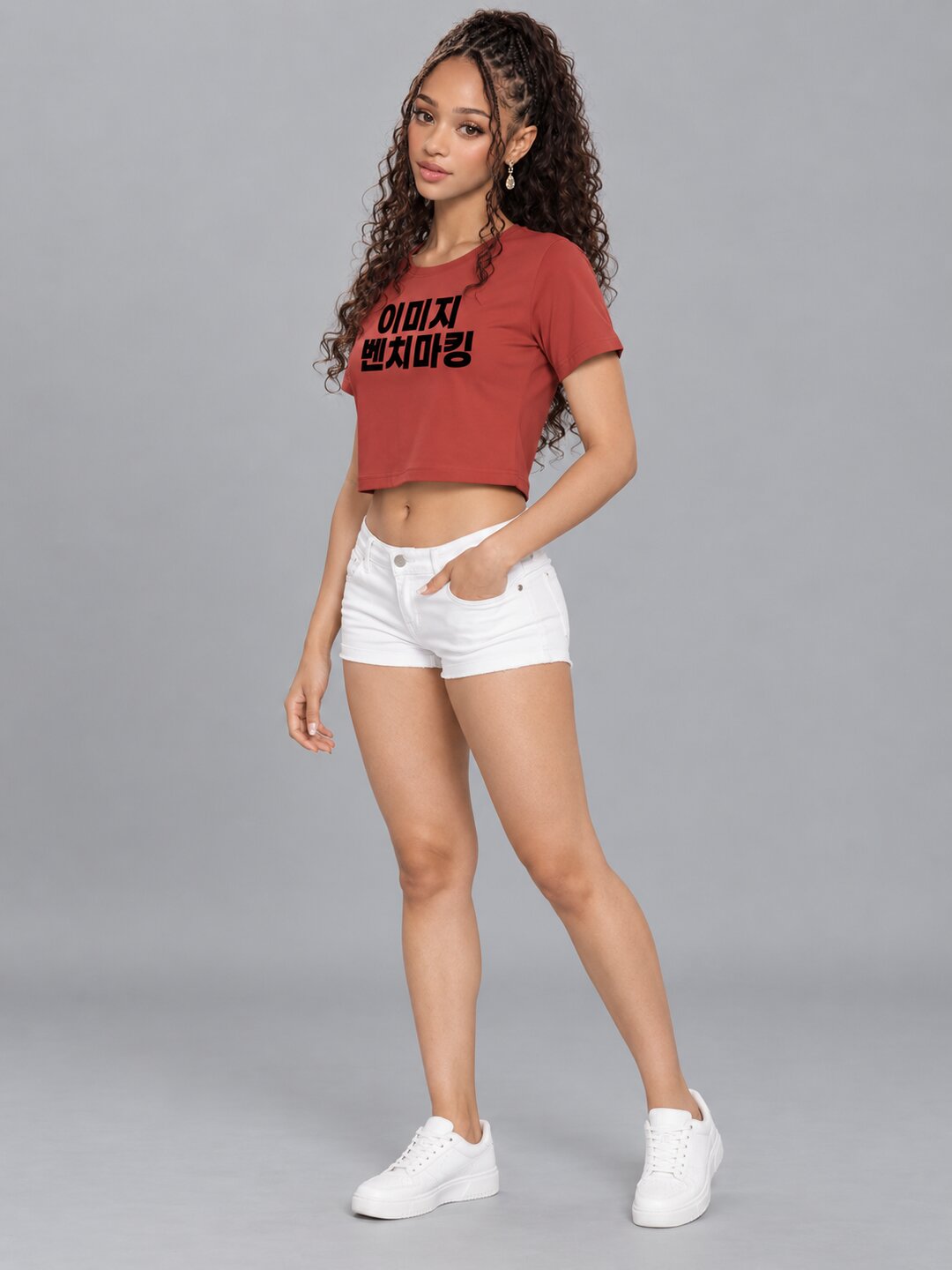 Benchmark Printed Round Neck Crop Pre-customized Tshirt for Women
