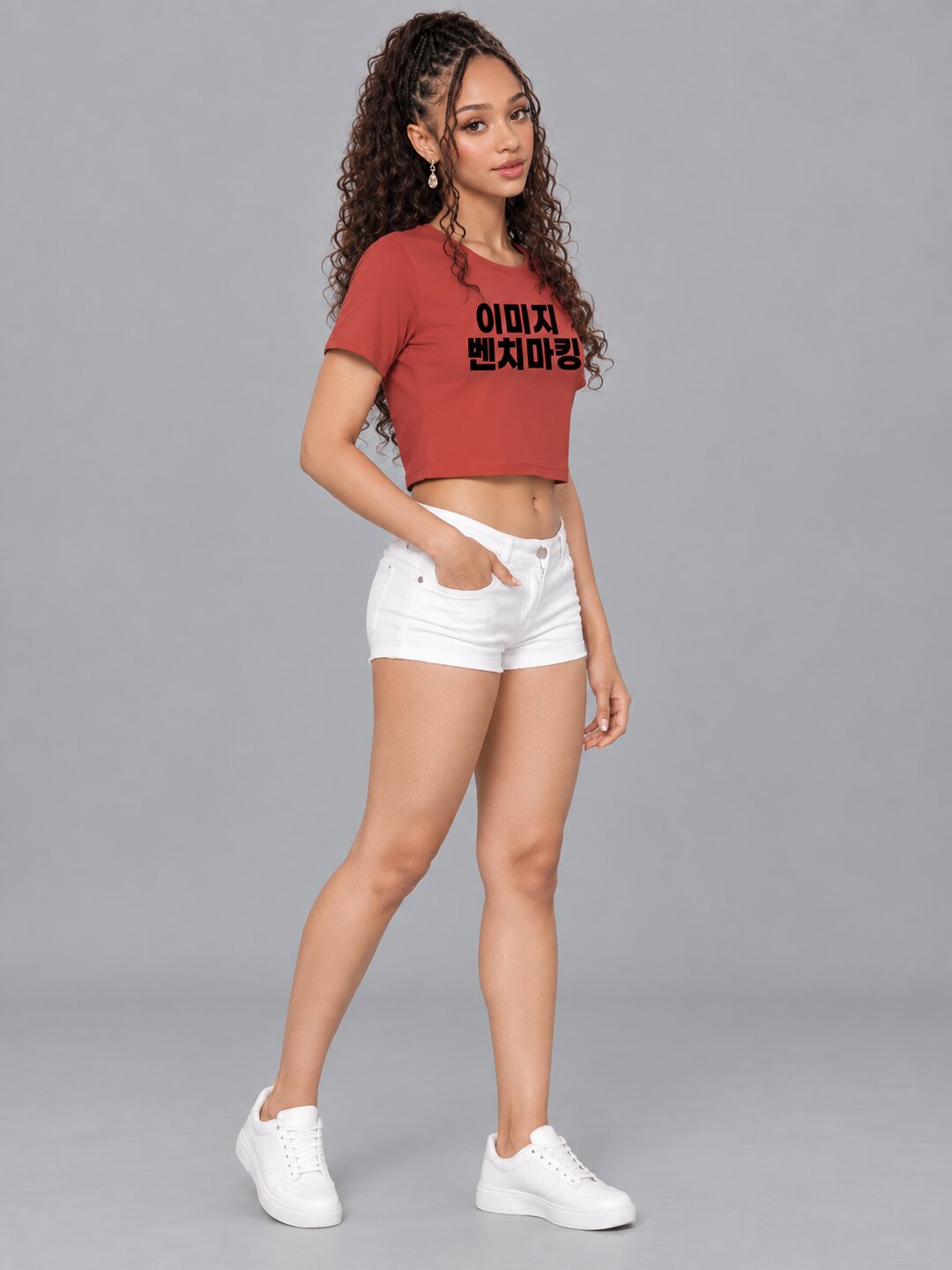 Benchmark Printed Round Neck Crop Pre-customized Tshirt for Women