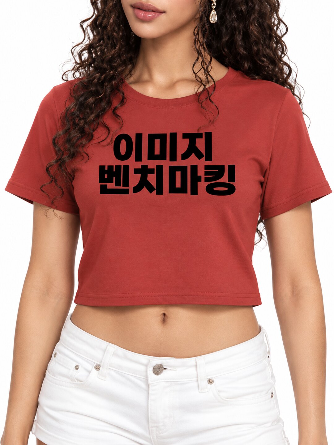 Benchmark Printed Round Neck Crop Pre-customized Tshirt for Women