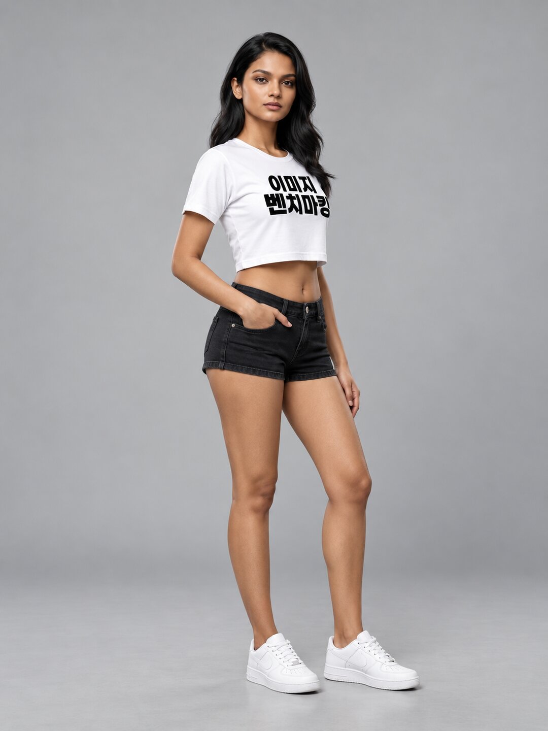 Benchmark Printed Round Neck Crop Pre-customized Tshirt for Women
