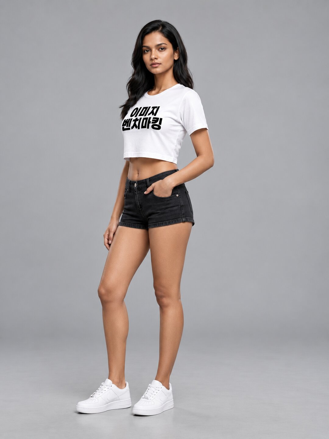 Benchmark Printed Round Neck Crop Pre-customized Tshirt for Women