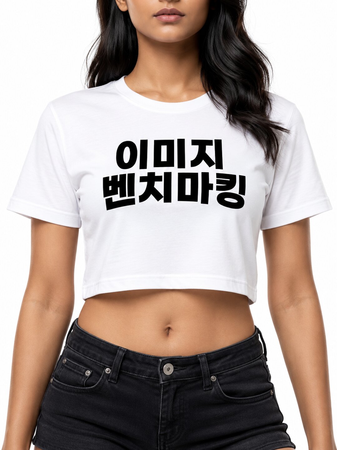 Benchmark Printed Round Neck Crop Pre-customized Tshirt for Women