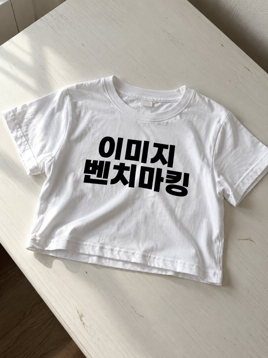 Benchmark Printed Round Neck Crop Pre-customized Tshirt for Women