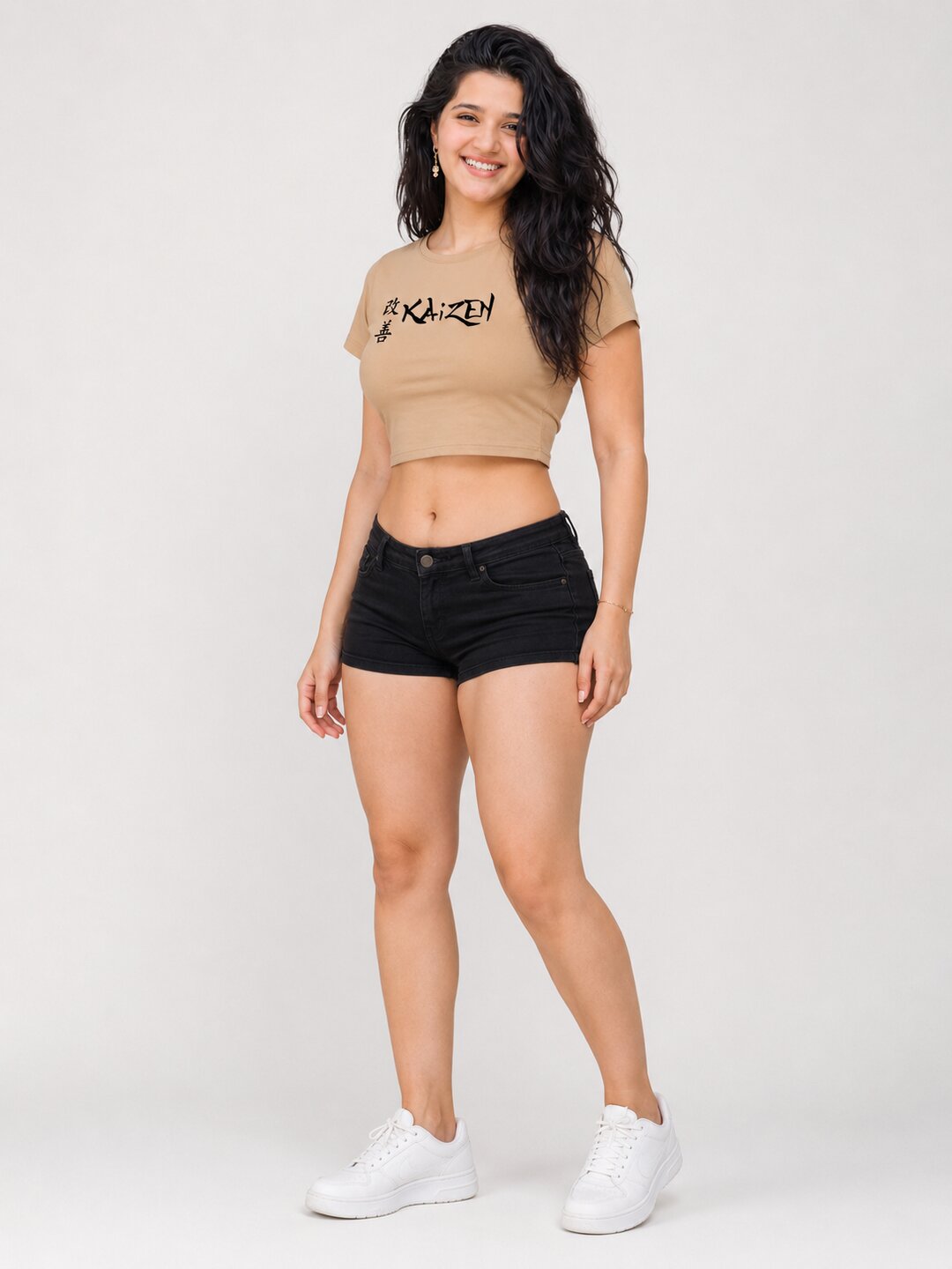 Kaizen Printed Round Neck Crop Pre-customized Tshirt for Women