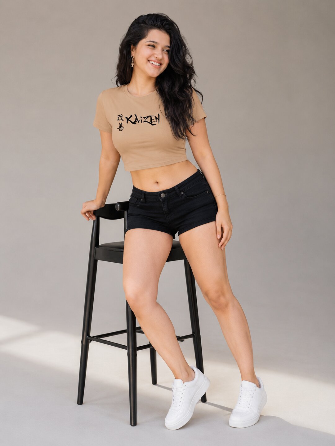 Kaizen Printed Round Neck Crop Pre-customized Tshirt for Women