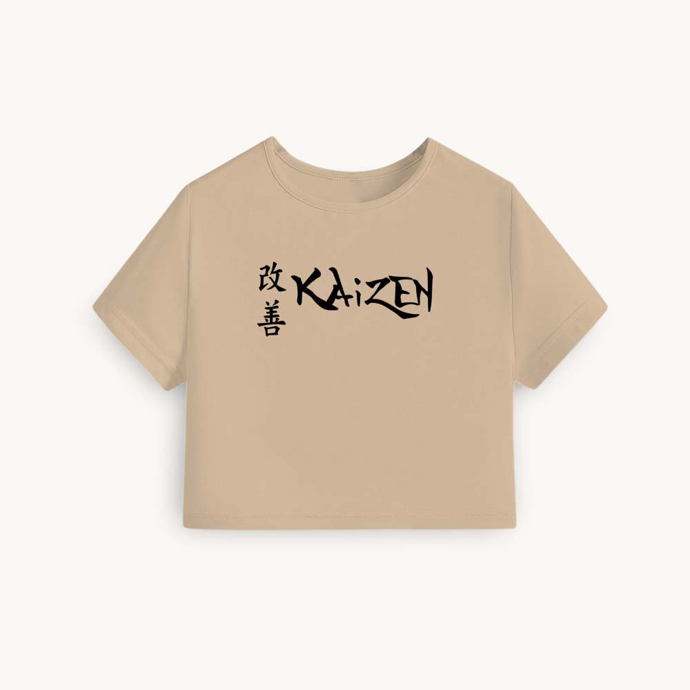 Kaizen Printed Round Neck Crop Pre-customized Tshirt for Women