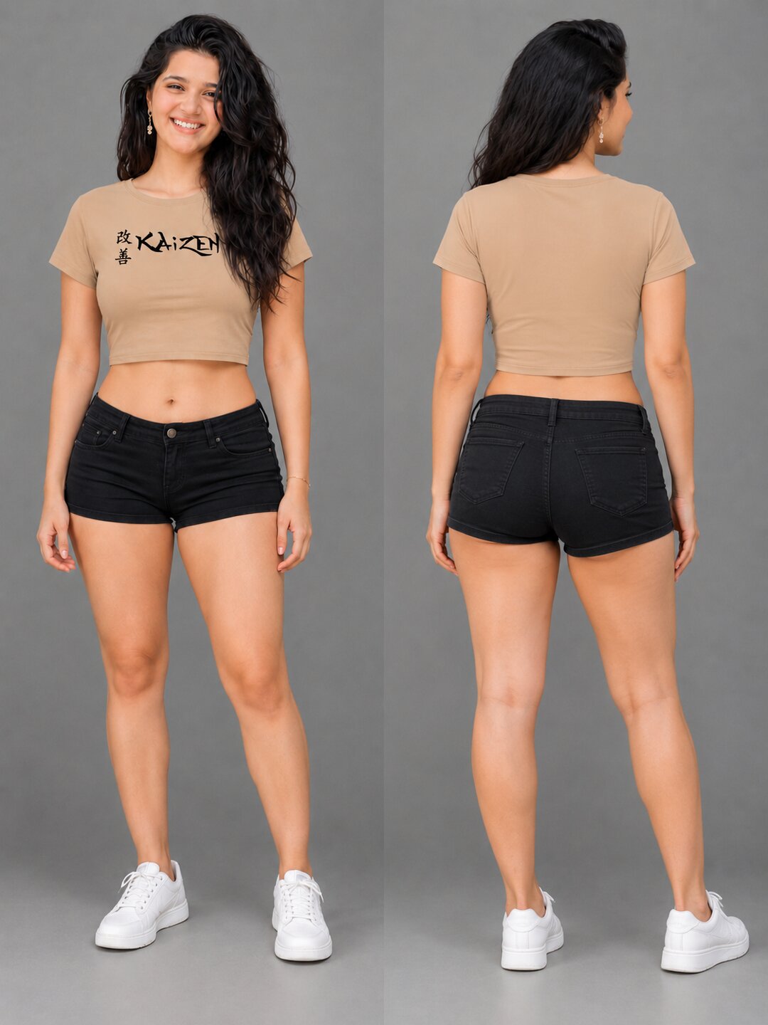 Kaizen Printed Round Neck Crop Pre-customized Tshirt for Women