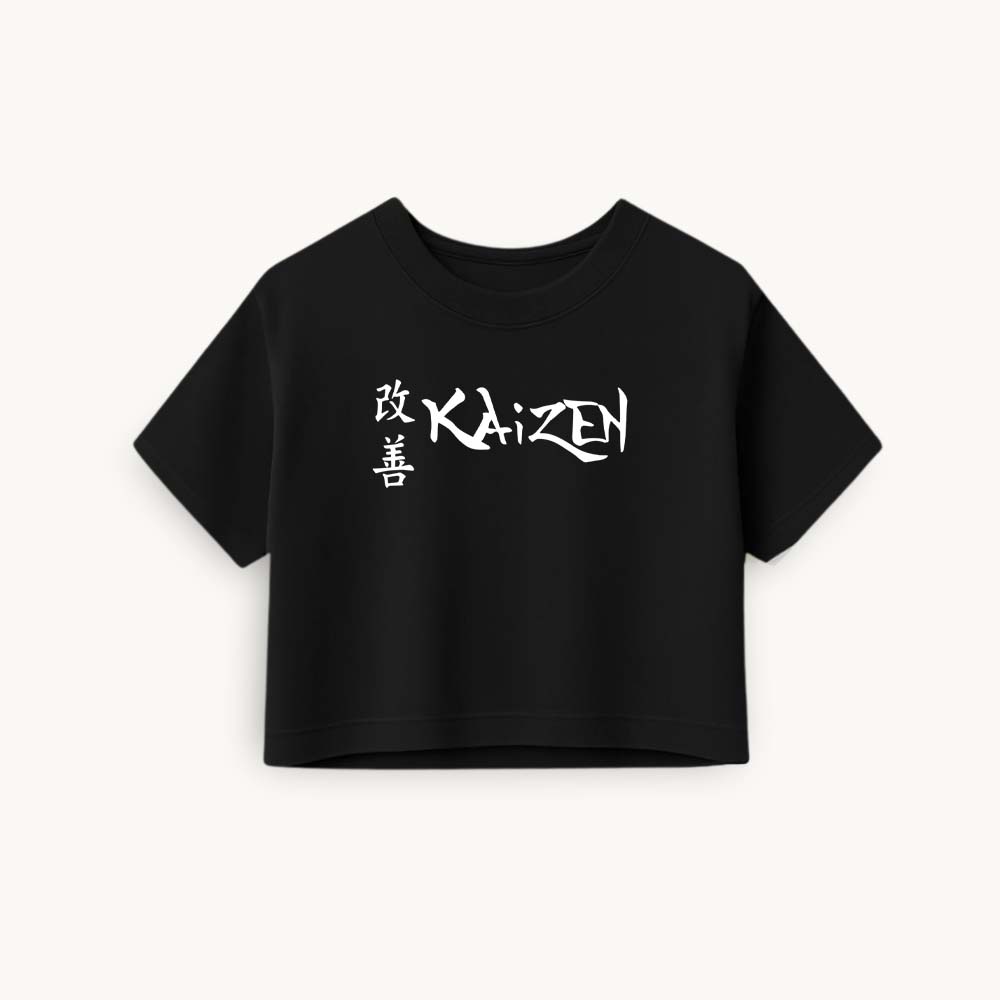 Kaizen Printed Round Neck Crop Pre-customized Tshirt for Women