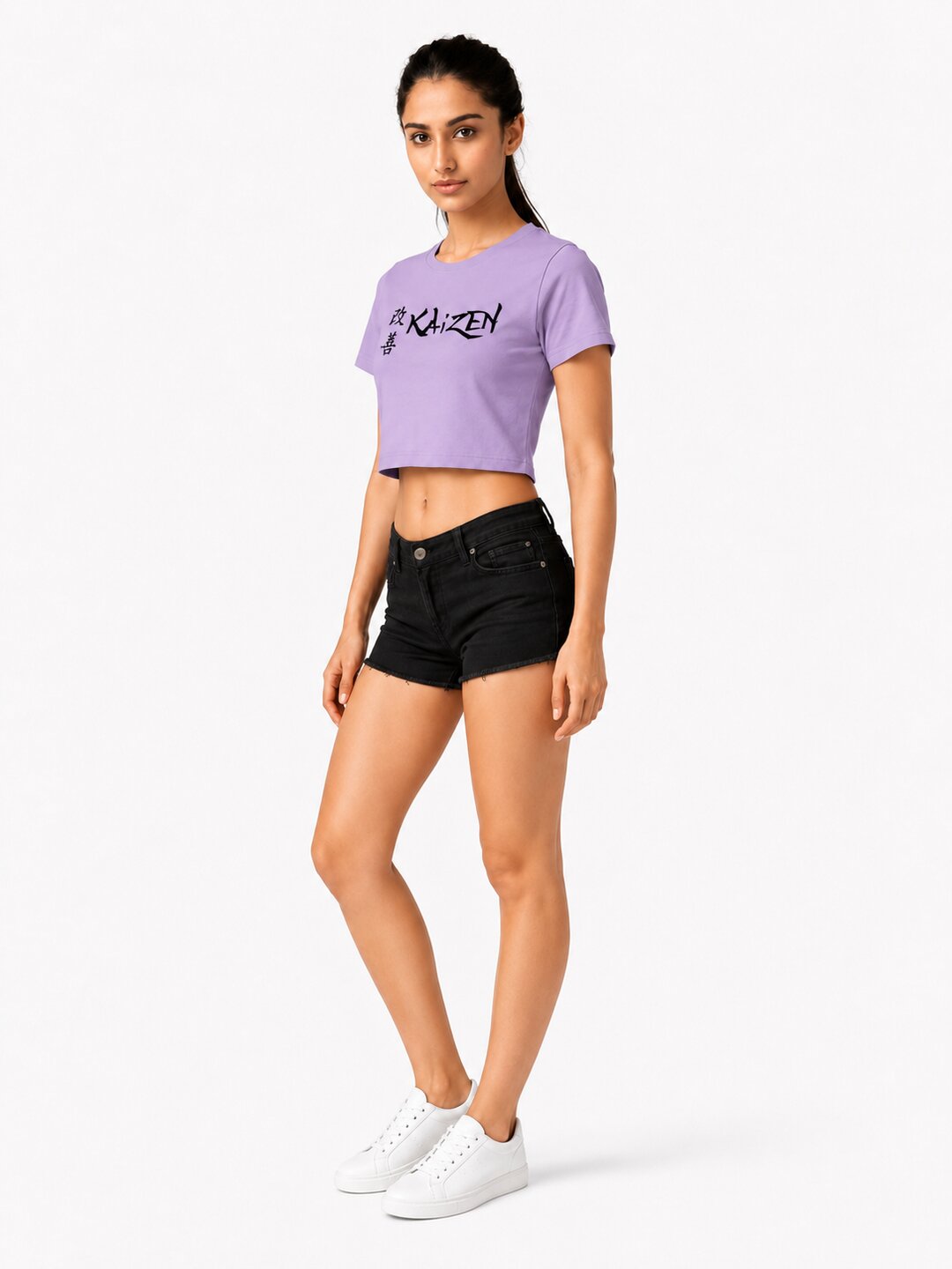 Kaizen Printed Round Neck Crop Pre-customized Tshirt for Women