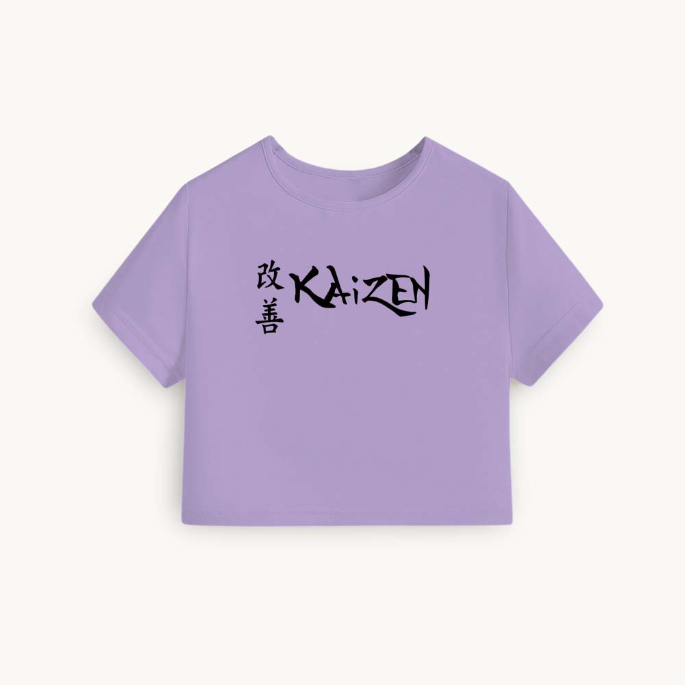 Kaizen Printed Round Neck Crop Pre-customized Tshirt for Women