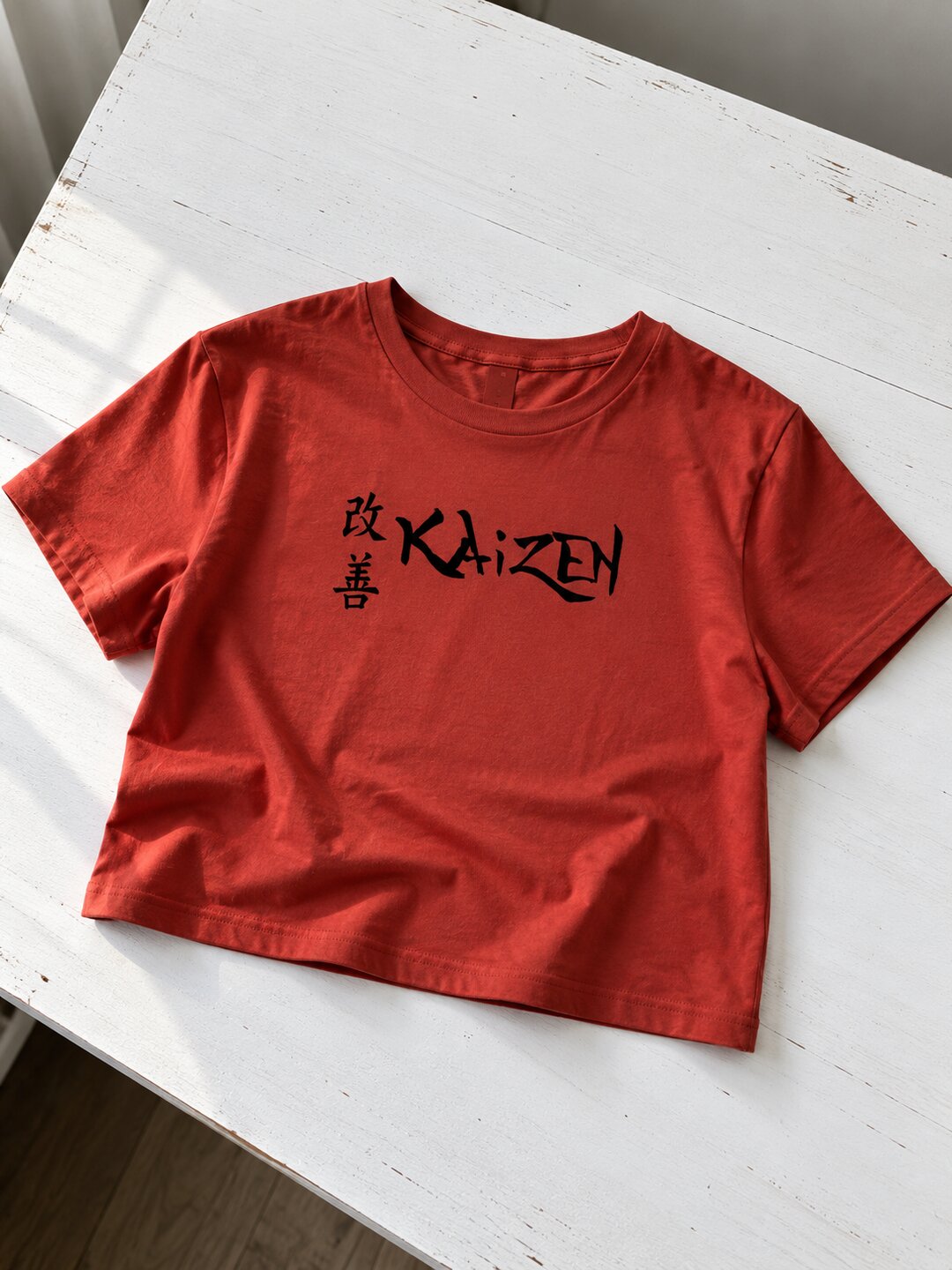 Kaizen Printed Round Neck Crop Pre-customized Tshirt for Women