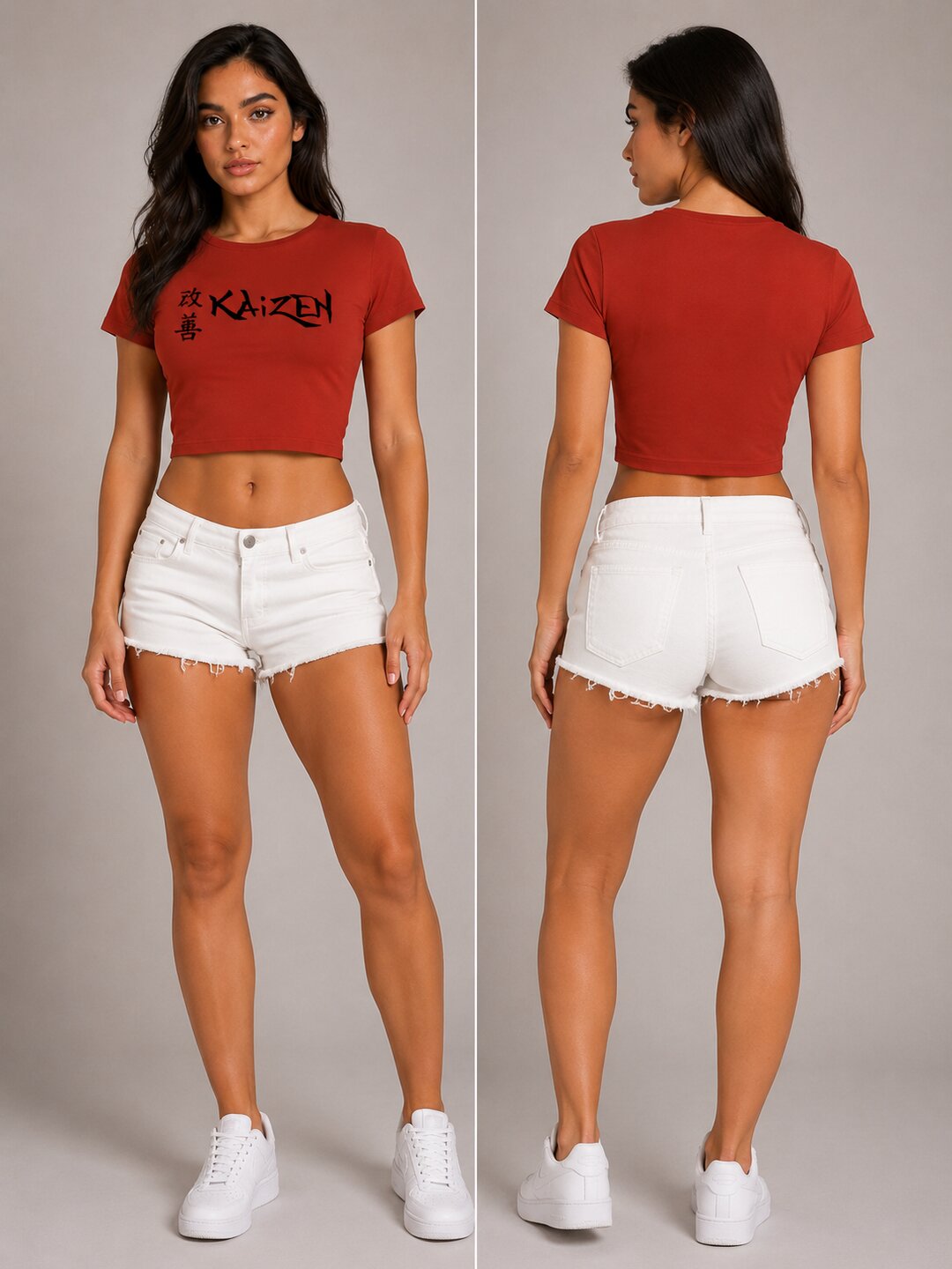 Kaizen Printed Round Neck Crop Pre-customized Tshirt for Women