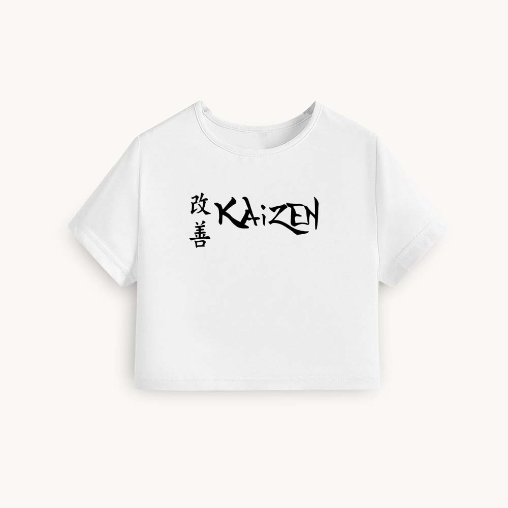 Kaizen Printed Round Neck Crop Pre-customized Tshirt for Women