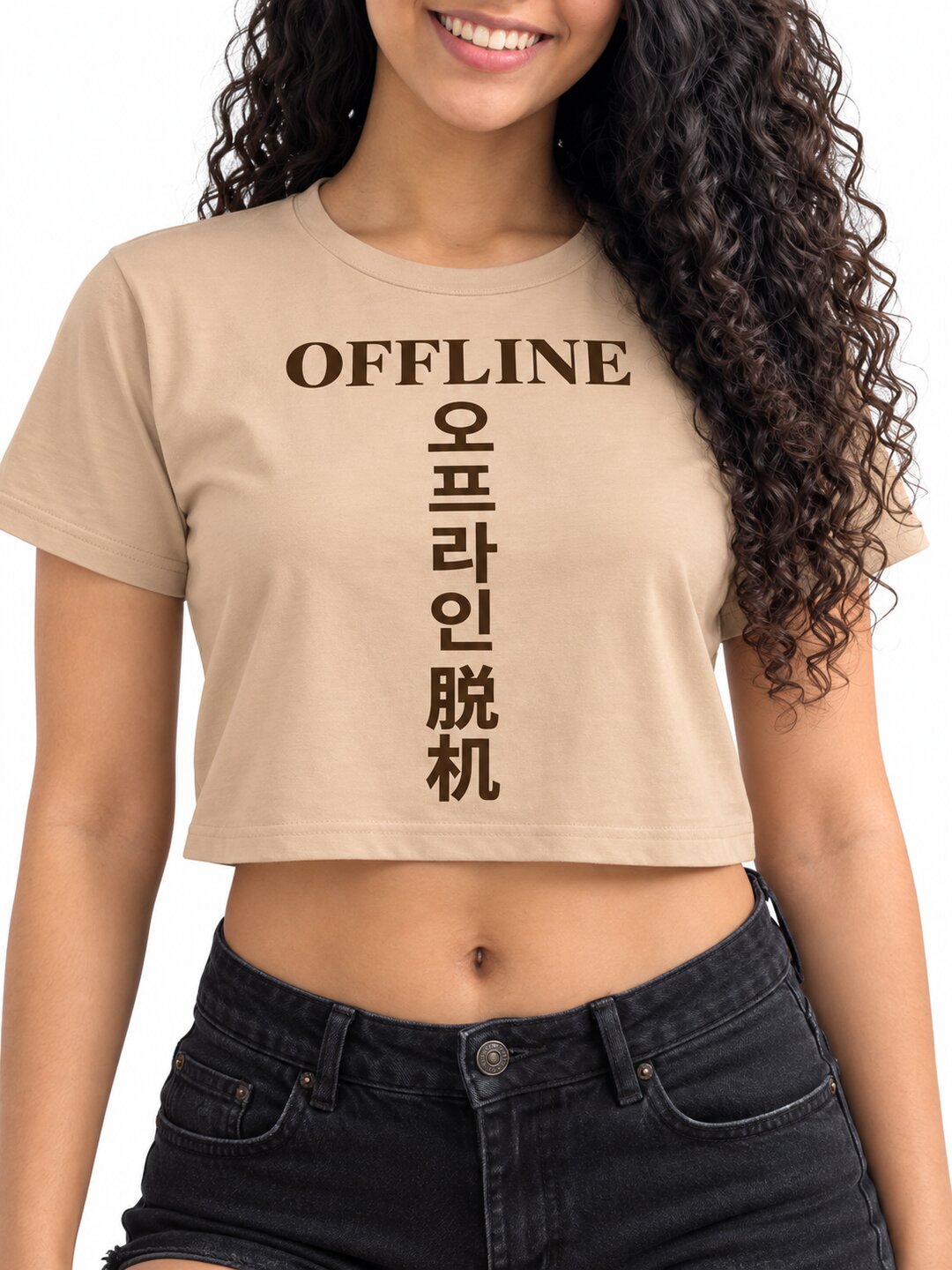 Offline Printed Round Neck Crop Pre-customized Tshirt for Women