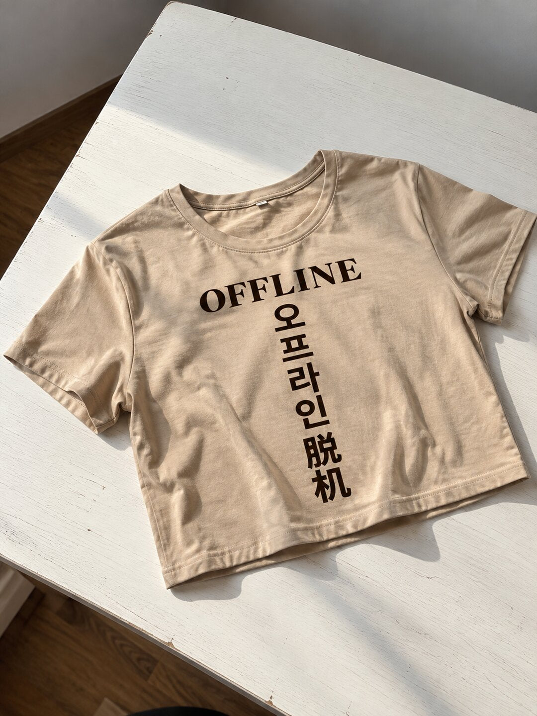 Offline Printed Round Neck Crop Pre-customized Tshirt for Women