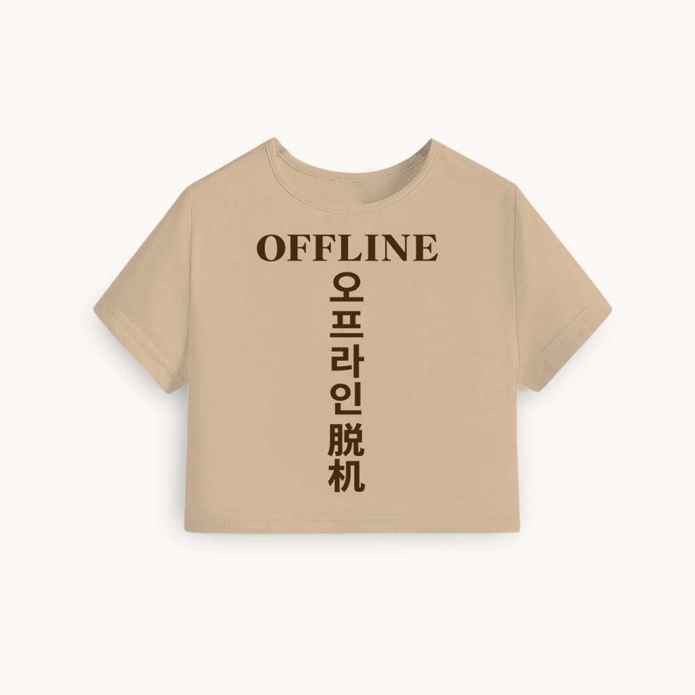 Offline Printed Round Neck Crop Pre-customized Tshirt for Women