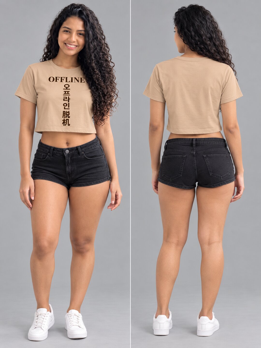 Offline Printed Round Neck Crop Pre-customized Tshirt for Women